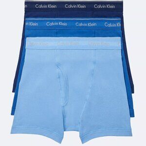 🩲New🩲in Box, Calvin Klein Cotton Classics 3-Pack Boxer Brief, Blue Assor…